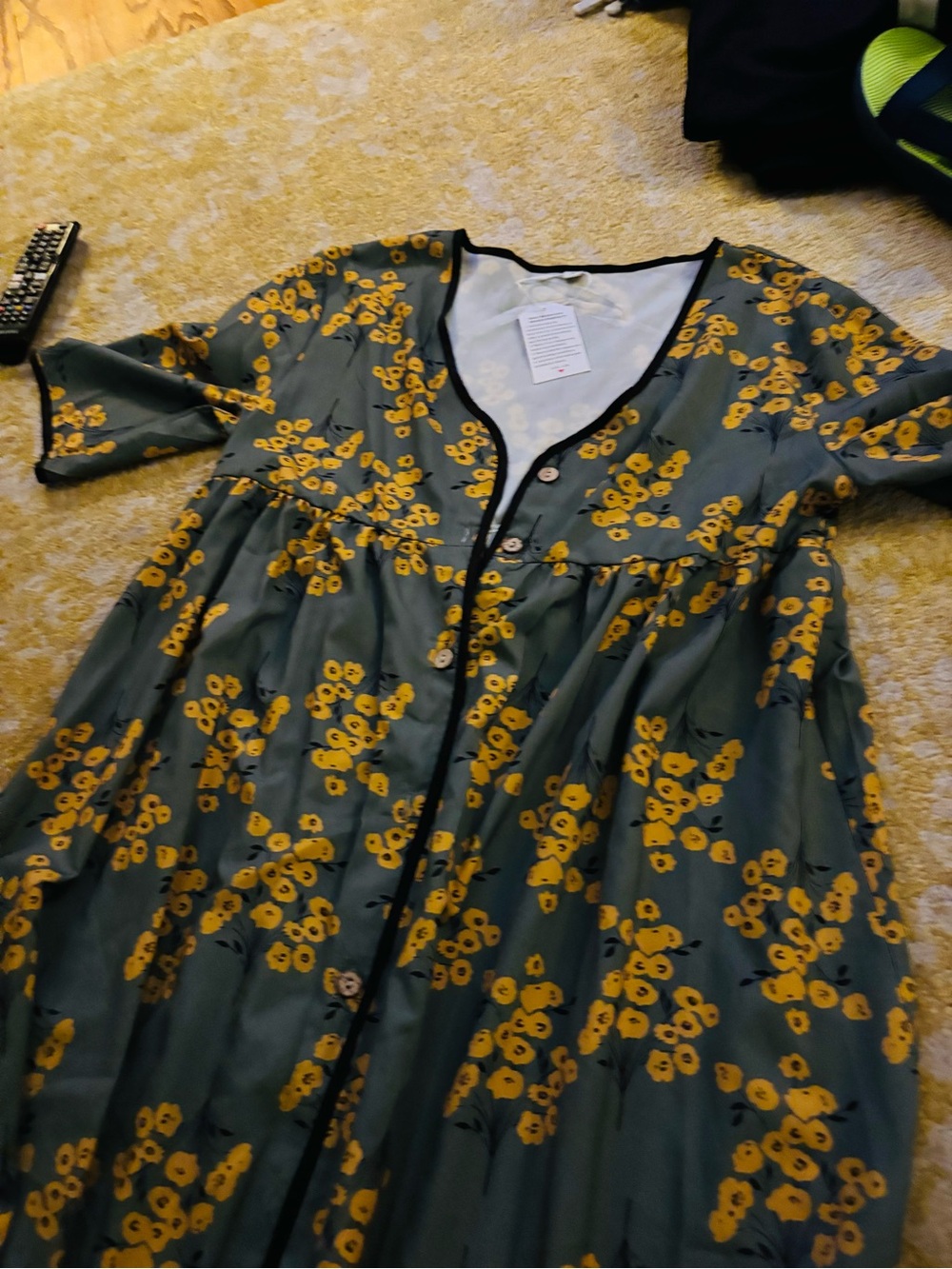 Amazon Green Maxi Dress with Yellow Floral Print